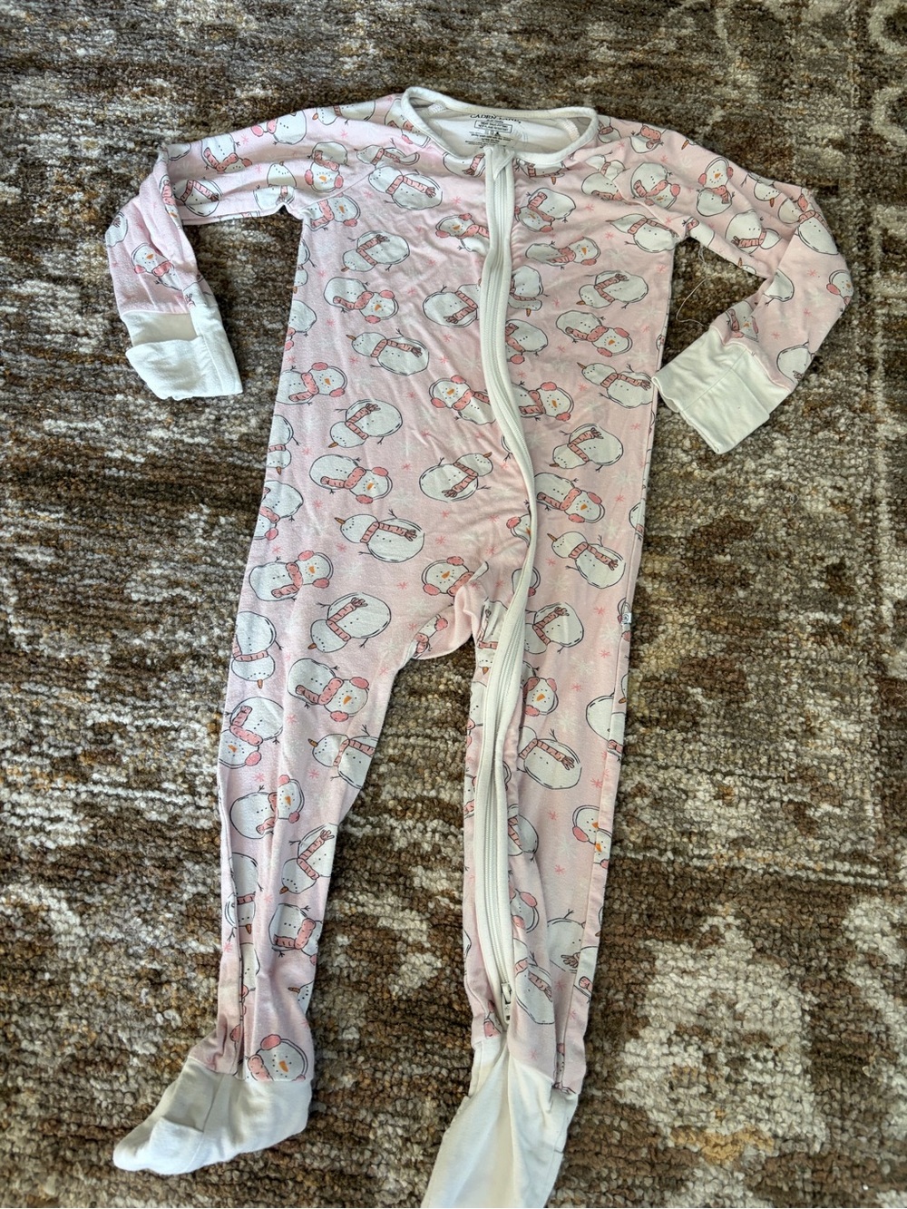 Caden Lane Pink Snowman Footed Pajama One-Piece
